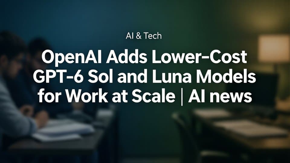 OpenAI Adds Lower-Cost GPT-6 Sol and Luna Models for Work at Scale | AI news